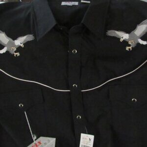 Men Western Style Black with Embroidered Eagles Size XXXXL